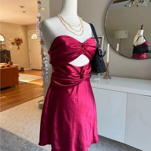 American Threads Strapless Deep Berry Pink Party Dress
